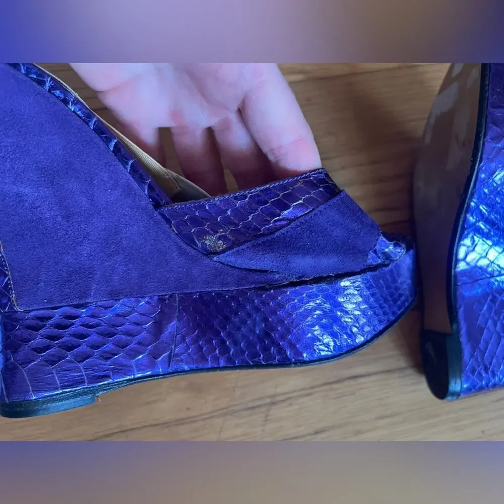 90s Vintage Terry De Havilland Purple Platform Wedge Heel - Picture 9 of 12